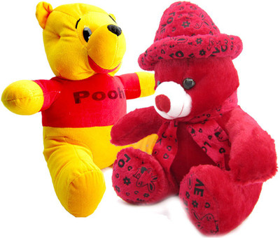 

Gift Decor Shop pooh bear soft toy (Multi, 36 cm) Combo with soft toy teddy bear for Kids (Red, 38 cm) - 36 cm(Multicolor)