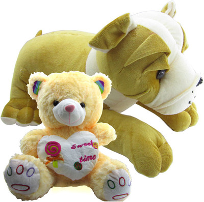 

Gift Decor Shop Bull Dog Stuffed soft Toy (Multi, 50 cm) Combo with soft toy sweet time teddy bear for kids (Cream, 66 cm) - 20 cm(Multicolor)