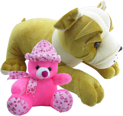 

Gift Decor Shop Bull Dog Stuffed soft Toy (Multi, 50 cm) Combo with soft toy pink cap teddy bear for kids (Pink, 41 cm) - 20 cm(Multicolor)