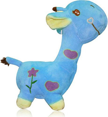 

CREATIVEVILLA CUTE FLOWER PRINTED BLUE GIRAFFE STUFFED PLUSH SOFT TOY - 23 cm(Black)