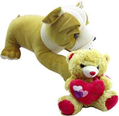 

Gift Decor Shop Bull Dog Stuffed soft Toy (Multi, 50 cm) Combo with soft toy I love you teddy bear for Kids (Brown, 38 cm) - 20 cm(Multicolor)
