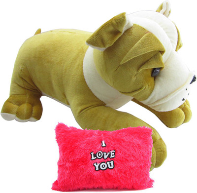 

Gift Decor Shop Bull Dog Stuffed soft Toy (Multi, 50 cm) Combo with soft toy I love you pillow for kids (Red, 25 cm) - 20 cm(Multicolor)