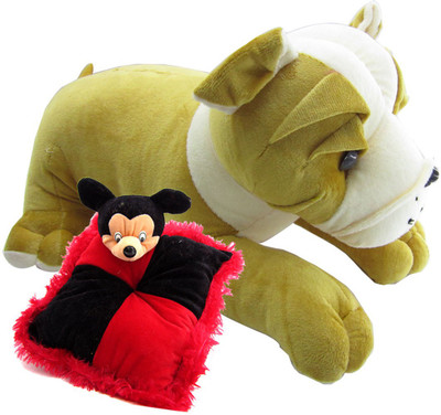 

Gift Decor Shop Bull Dog Stuffed soft Toy (Multi, 50 cm) Combo with soft micky mouse pillow for kids (Red, 28 cm) - 20 cm(Multicolor)