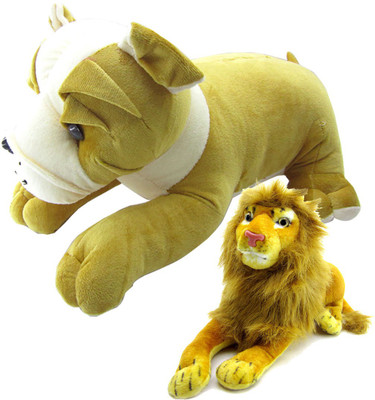 

Gift Decor Shop Bull Dog Stuffed soft Toy (Multi, 50 cm) Combo with soft toy lion for kids (Yellow, 21 cm) - 20 cm(Multicolor)