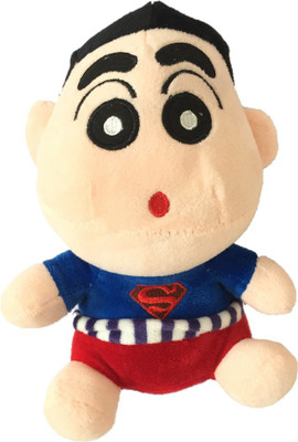 

CREATIVEVILLA CUTE BLUE SUPERMAN BASED SHINCHAN STUFFED PLUSH SOFT TOY - 18 cm(Black)
