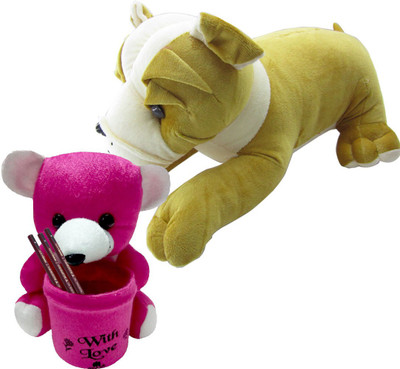 

Gift Decor Shop Bull Dog Stuffed soft Toy (Multi, 50 cm) Combo with soft toy pink teddy penstand for kids (Pink, 20 cm) - 20 cm(Multicolor)