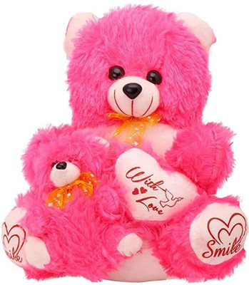 

kashish gift gallery pink Teddy With Baby Teddy Bear 45 cm - 18 inch(Pink)