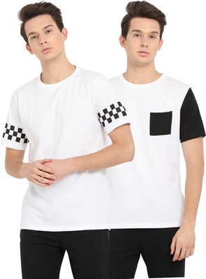 Nailed It Printed, Solid Men Round Neck White T-Shirt(Pack of 2) Flipkart