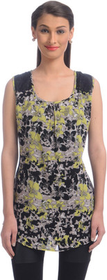

Uptownie Lite Party Sleeveless Printed Women's Green Top