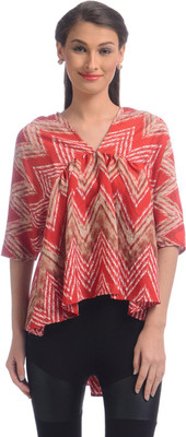 

Uptownie Lite Party Full Sleeve Chevron Women's Red Top