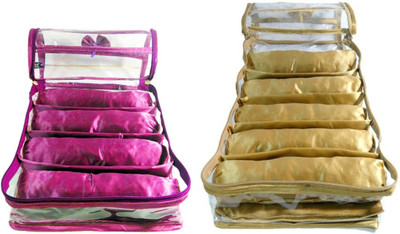 Aadhya Combo Of 4 & 5 Rods Bangle box Jewellery Organiser Pouches Storage Case (Pink,Golden) Vanity Box(Beige,Pink)