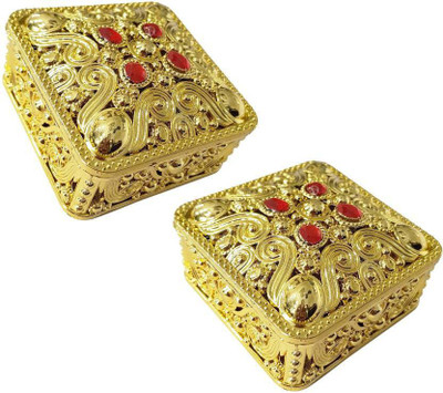 

EKAN Home And Travel Use Jewellery Box For Women And Ladies, Golden, Set Of 2 multipurpose Vanity Box(golden)