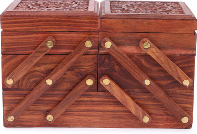 

Crafts haveli jewellery box shringar box carved wooden Vanity Box(Brown)