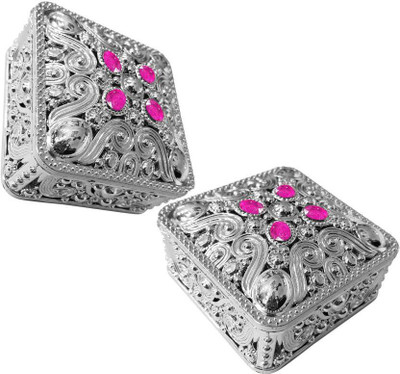 

EKAN Silver New Design Dry Fruit Bowls For Home Use, Set Of 2 multipurpose Vanity Box(Silver)