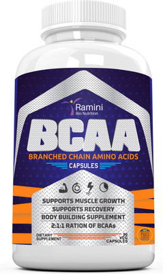 

RAMINI BIONUTRITION BCAA (Branched Chain Amino Acids) - 500 mg - 90 Veg Capsules(500 mg)
