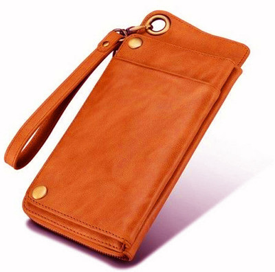 

Accezory Girls Tan Genuine Leather Wallet(16 Card Slots)