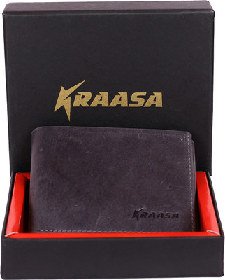

Kraasa Men Casual Brown Genuine Leather Wallet(11 Card Slots), Black