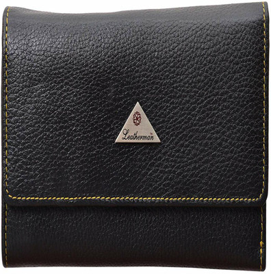 Leatherman Women Casual Black Genuine Leather Wallet(11 Card Slots)