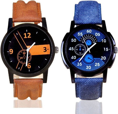 

goodfortune LATEST TRENDING COMBO DIFFERENT DESIGNS DIAL&STRAPS OF 2 WATCHES Watch - For Men