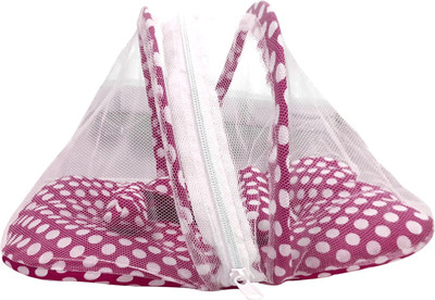 

PujaSamagriOnline Thakur Ji / Ladoo Gopal / Laddu gopal / Thakurji / krishna/ bal gopal jali bed / singhasan with mosquito net and pillow (Magenta Polka) small size Thakur Ji Bed / Bal Gopal Ji Bed/singhasan Jali Bed / Singhasan(Fabric, Magenta)