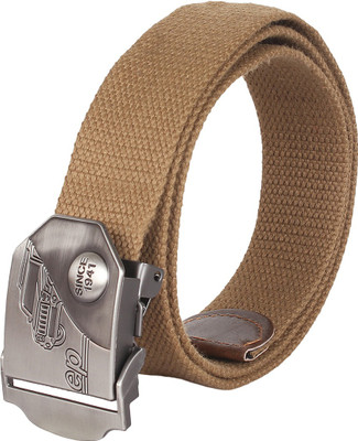 

S N GROUP Men Casual Beige Canvas Reversible Belt, Brown