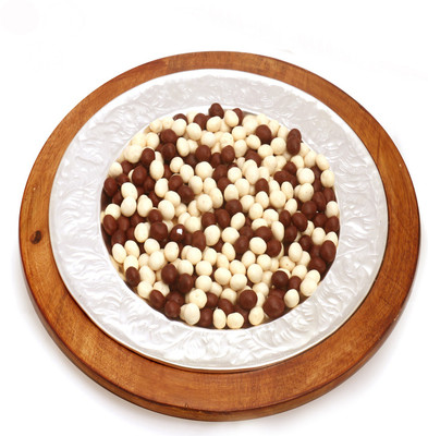 

Ghasitaram Gifts Silver Wooden Nutties Platter Brittles(300 g)