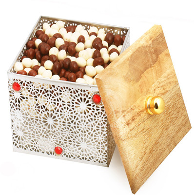 

Ghasitaram Gifts Silver Wooden Nutties Box Brittles(400 g)