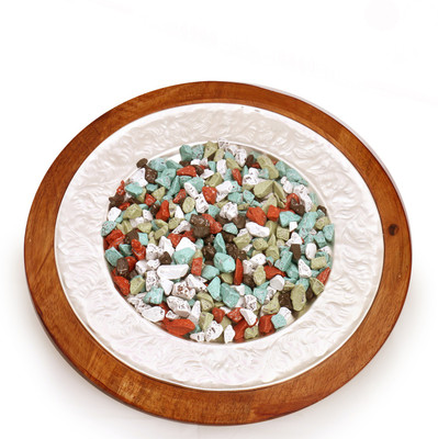

Ghasitaram Gifts Silver Wooden Stone Chocolate Platter Brittles(300 g)