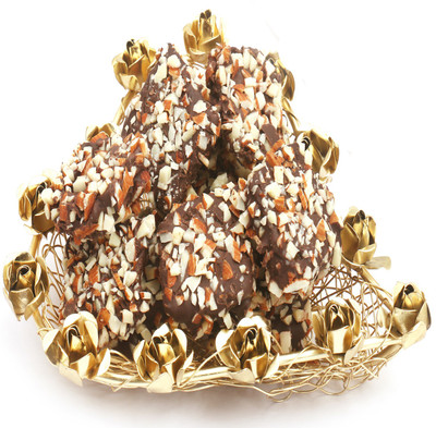 

Ghasitaram Gifts Mesh Heart English Chocolate Brittles Tray Brittles(200 g)