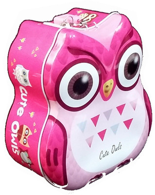 

TECHNOCHITRA OWL METAL PIGGY BANK FOR KIDS Coin Bank(Pink)