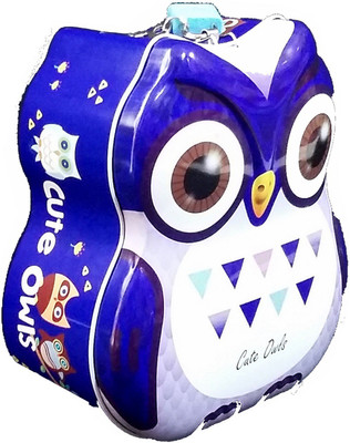 

TECHNOCHITRA OWL METAL PIGGY BANK WITH LOCK AND KEYS FOR KIDS Coin Bank(Purple)
