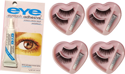 

Eye Lashes Glue- ClearWhite & Easy to Remove - Low Cost- Free 2 Pair False Thick Eyelashes Natural Glue(Set of 5)
