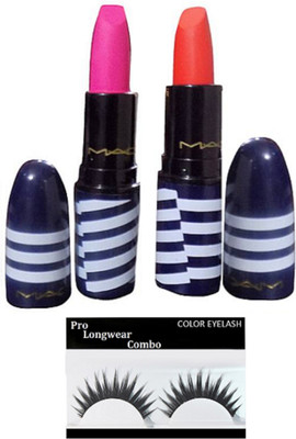 

Pro longwear combo Eyelashes With Mac Matte Finish Lipstick Pack Of 2(Set of 3)