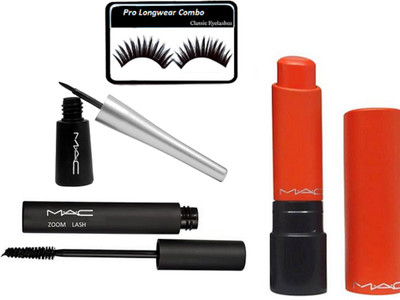 

Pro longwear combo Eyelashes, Liquid Last Liner & With Zoom Lash Mascara with Rouge a Levres Liptensity Lipstick(Set of 4)
