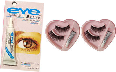 

Eye Lashes Glue- ClearWhite & Easy to Remove - Low Cost- Free 2 Pair False Thick Eyelashes Natural Glue(Set of 3)