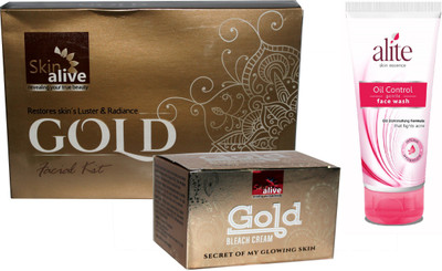 

Skin Alive Gold Facial Kit & Gold Bleach with Alite Oil Control Face wash Combo(Set of 3)