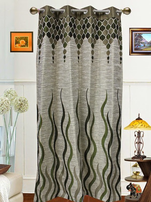 7% OFF on Dekor World 275 cm (9 ft) Polyester Long Door Curtain Single Curtain(Abstract, Green)