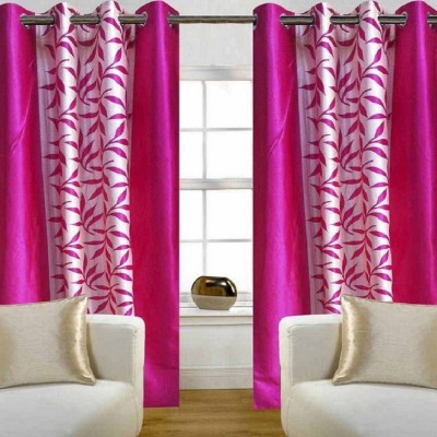 Phyto Home 152 cm (5 ft) Polyester Semi Transparent Window Curtain (Pack Of 2)(Floral, Pink)