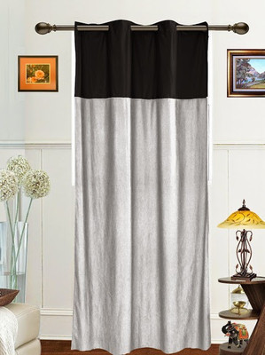 41% OFF on Dekor World 215 cm (7 ft) Polyester Door Curtain Single Curtain(Floral, Silver, Black)