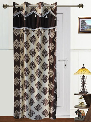 41% OFF on Dekor World 215 cm (7 ft) Polyester Door Curtain Single Curtain(Motif, Brown)