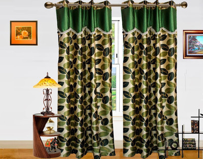3% OFF on Dekor World 215 inch (7 ft) Polyester Door Curtain (Pack Of 2)(Floral, Green)
