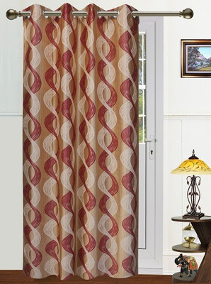 39% OFF on Dekor World 215 cm (7 ft) Polyester Door Curtain Single Curtain(Abstract, Maroon, Beige)