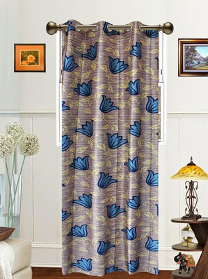 37% OFF on Dekor World 225 cm (7 ft) Polyester Door Curtain Single Curtain(Floral, Blue)