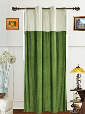 33% OFF on Dekor World 225 cm (7 ft) Polyester Door Curtain Single Curtain(Floral, White, Green)