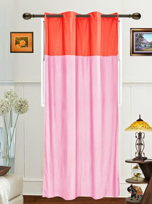 33% OFF on Dekor World 225 cm (7 ft) Polyester Door Curtain Single Curtain(Abstract, Pink)