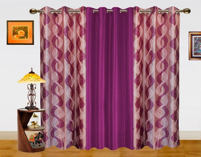 8% OFF on Dekor World 275 cm (9 ft) Polyester Long Door Curtain (Pack Of 3)(Abstract, Purple)