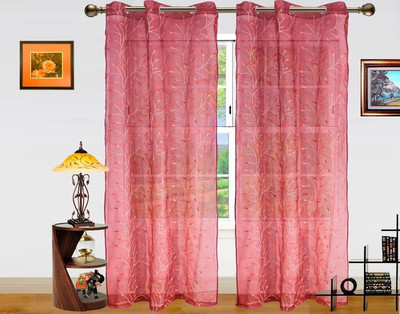 4% OFF on Dekor World 275 inch (9 ft) Polyester Long Door Curtain (Pack Of 3)(Solid, Maroon)