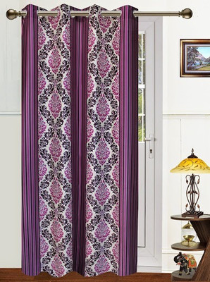 17% OFF on Dekor World 275 cm (9 ft) Polyester Long Door Curtain Single Curtain(Motif, Purple)