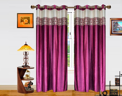 9% OFF on Dekor World 215 cm (7 ft) Polyester Door Curtain (Pack Of 2)(Solid, Purple)