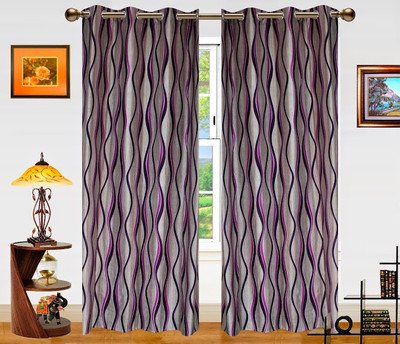 14% OFF on Dekor World 215 cm (7 ft) Polyester Door Curtain (Pack Of 2)(Solid, Purple)